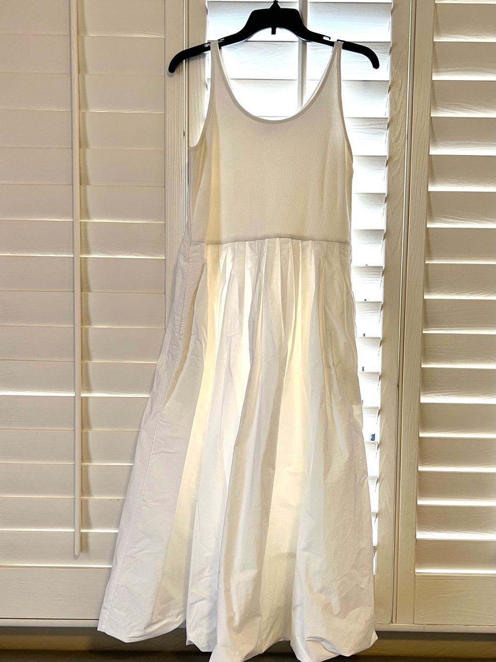 J. Crew White Ribbed Tank Top Pleated Midi Dress - Picture 2 of 4